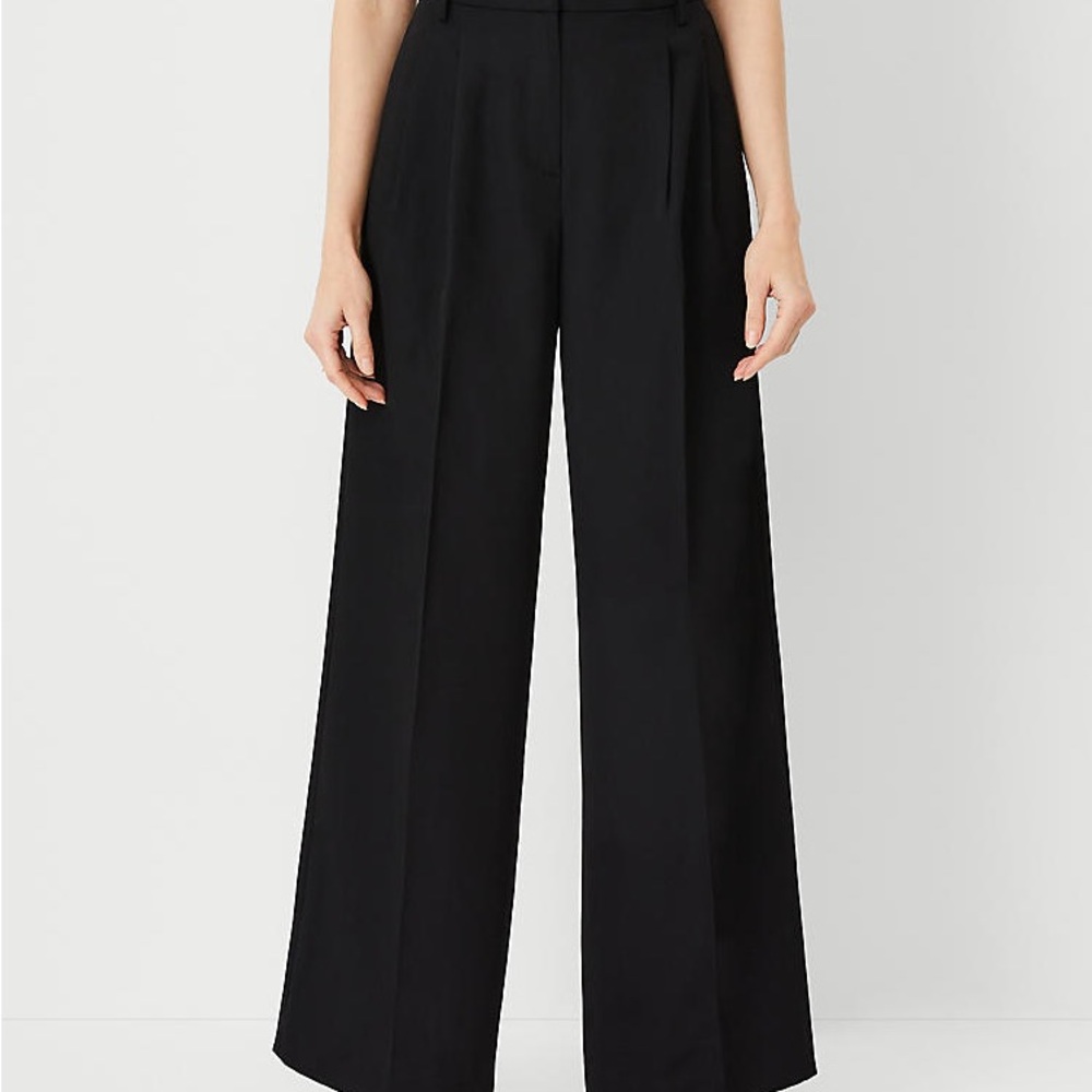 Ann Taylor Black High-Rise Wide-Leg Pants